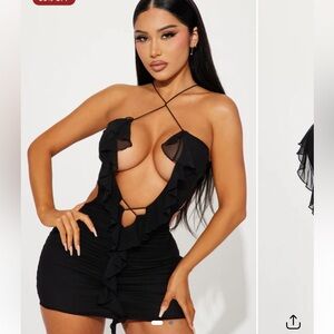 FN Brianne Mesh Mini Dress - Black